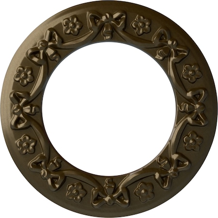 Ekena Millwork Ribbon with Bow Ceiling Medallion (Fits Canopies up to 7 1/2"), 12 1/4"OD x 7 1/2"ID x 7/8"P, Brass CM12RIBRS